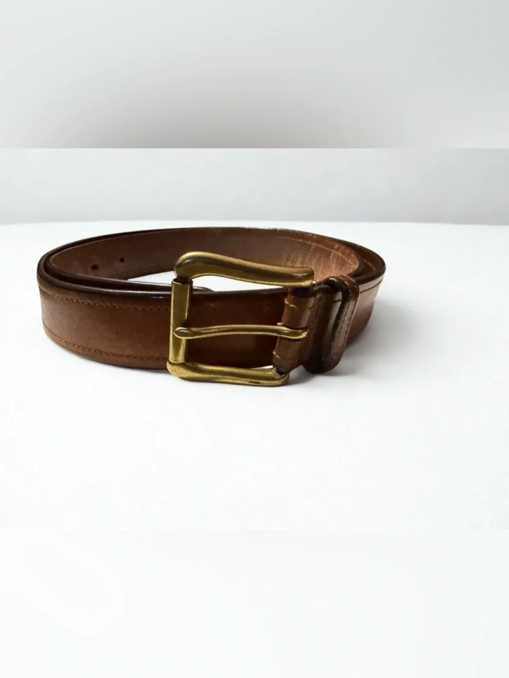Polo by Ralph Lauren Brown Leather Belt with Brass Buckle